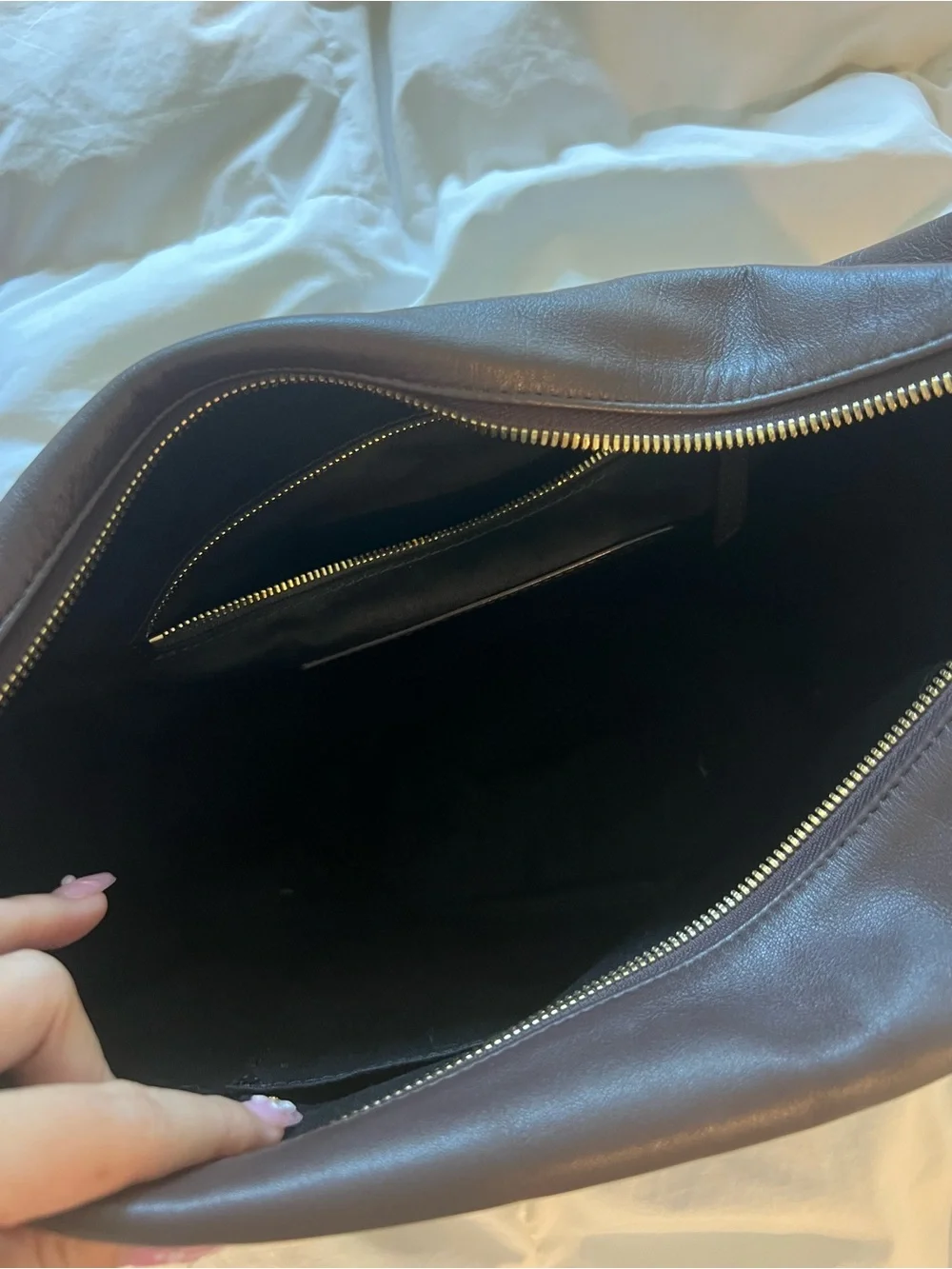 Hoze Classic Dark Brown Leather Shoulder Bag